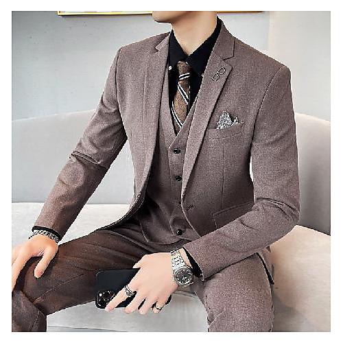 

Tuxedos Slim Fit Notch Single Breasted One-button Polyester Solid Color