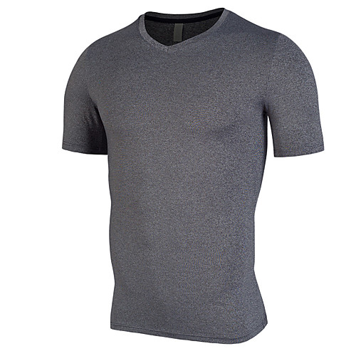 

Men's Hiking Tee shirt Short Sleeve V Neck Tee Tshirt Outdoor Breathable Quick Dry Soft High Elasticity Summer Elastane Polyester Solid Color White Black Light Grey Fishing Climbing Beach