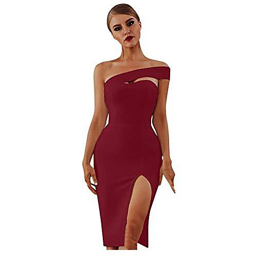 

ladies dresses summer slim fashion strapless evening dress skirt split elegant dress party dresses sundresses beach dresses sheath dress maxi dress dresses for wedding (wine m)