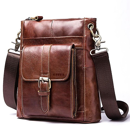 

Men's Bags Nappa Leather Cowhide Crossbody Bag Zipper Daily 2021 Baguette Bag MessengerBag Dark Brown Khaki Brown
