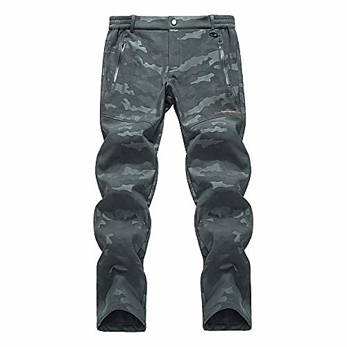 

Men's fleece hiking pants soft shell walking pants waterproof stretch winter outdoor working casual camouflage pants