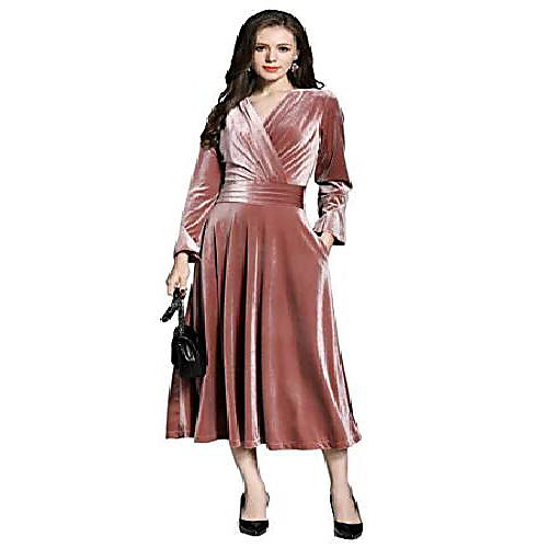 

ladies elegant pleated velvet evening dress ball gown cocktail dress maxi dresses party midi dress
