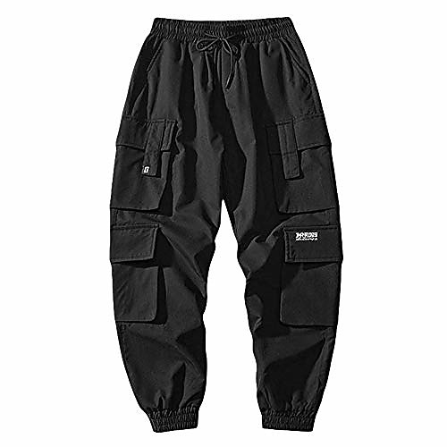 

men's casual multi flap pockets drawstring cargo jogger beam feet pants