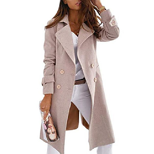 

Women's Coat Solid Color Classic Coats / Jackets Winter Coat Long Outdoor clothing Long Sleeve Polyester Coat Tops Gray blue