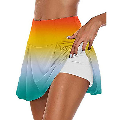 

women's tie dye 2 in 1 skirts inner shorts safety panties training joggers shorts golf skorts tennis skirts orange