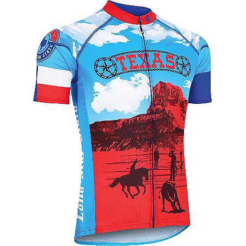 

21Grams Men's Short Sleeve Cycling Jersey Blue Bike Jersey Top Mountain Bike MTB Road Bike Cycling UV Resistant Quick Dry Sports Clothing Apparel / Athletic