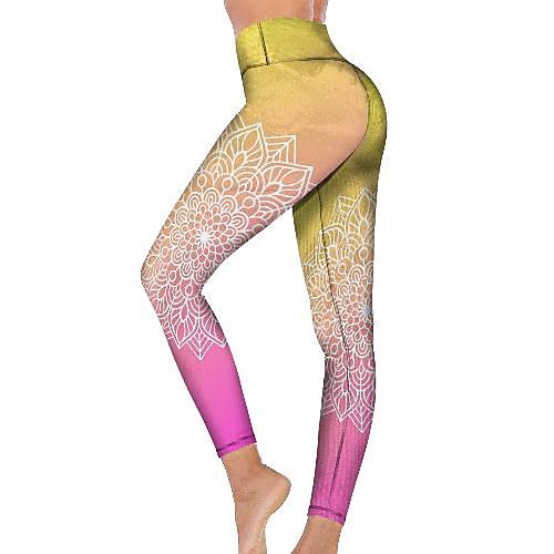 

21Grams Women's High Waist Yoga Pants Cropped Leggings Tummy Control Butt Lift Breathable Yellow Fitness Gym Workout Running Winter Sports Activewear High Elasticity