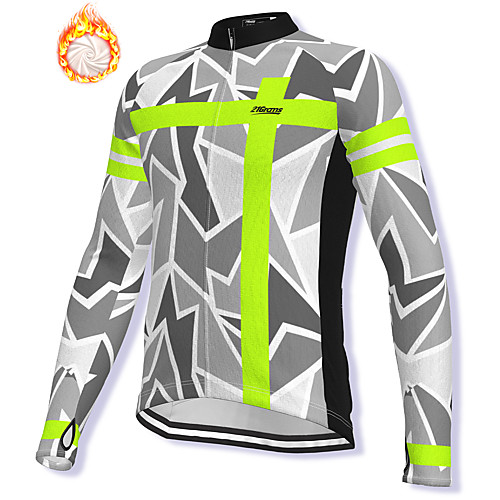 

21Grams Men's Long Sleeve Cycling Jacket Winter Fleece Spandex Grey Bike Jacket Mountain Bike MTB Road Bike Cycling Fleece Lining Warm Sports Clothing Apparel / Stretchy / Athleisure