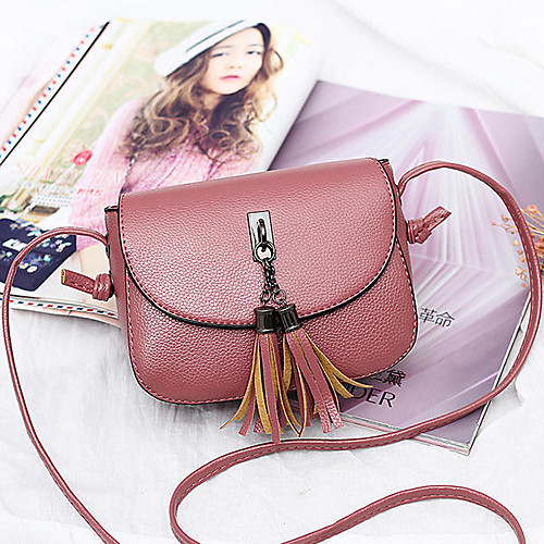 

women vintage solid tassel crossbody bag