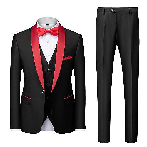 

Tuxedos Standard Fit Shawl Collar Single Breasted One-button Polyester Solid Colored
