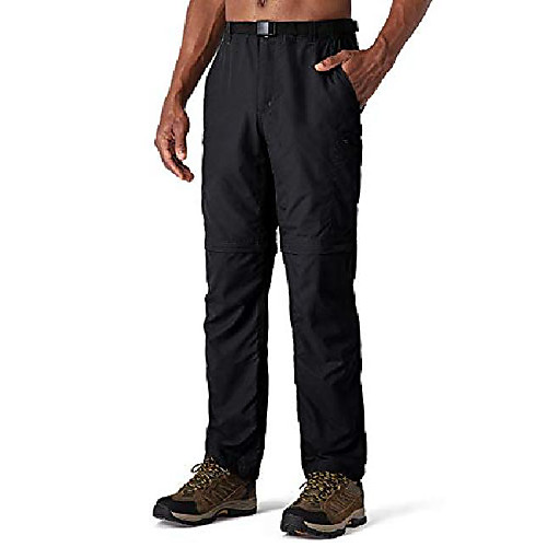 

mens zip-off trekking pants 2-in-1 hiking pants breathable outdoor pants rv pockets uv protection upf 50 black size m