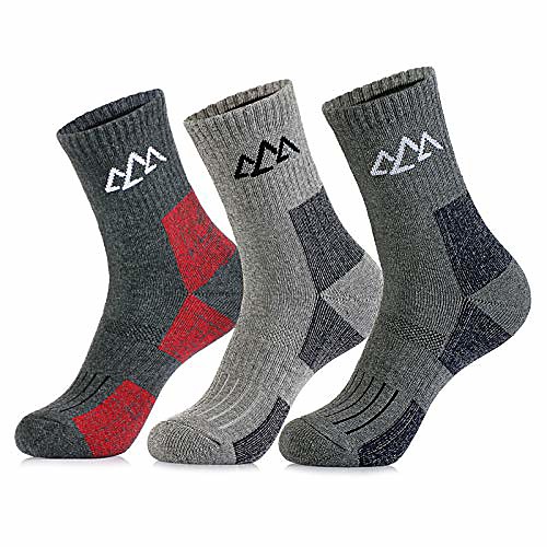 

3 pairs men's hiking socks, multi performance wicking cushion crew socks outdoor sports trekking camping socks (camouflage)