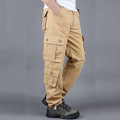 

Men's Hiking Cargo Pants Solid Color Outdoor Breathable Anti-tear Multi-Pockets Cotton Bottoms Army green (six pockets) Army yellow (six pockets) Grass green (six pockets) Navy blue (six pockets