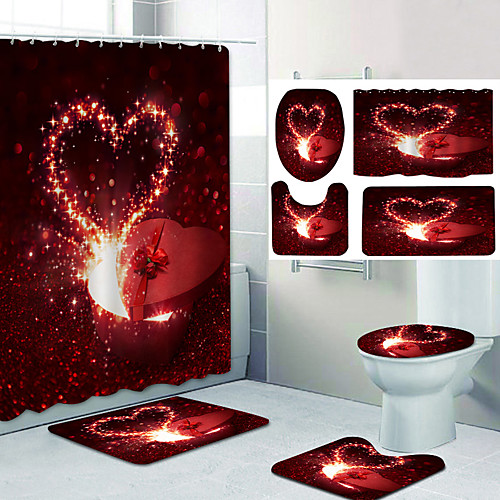 

Bathroom Shower Curtain & Mat Set Classic Polyester New Design