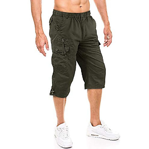 

men's cargo shorts summer cotton army shorts lightweight breathable shorts men's capri shorts cotton three-quarter shorts