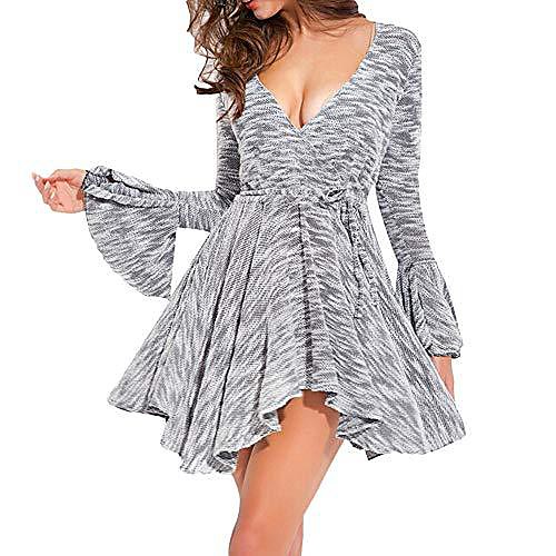 

autumn long sleeve knitted irregular solid cocktail dress