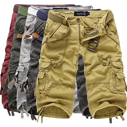 

Men's Hiking Cargo Shorts Solid Color Outdoor 12 Loose Breathable Anti-tear Multi-Pockets Cotton Shorts Light Gray Dark Gray Wine khaki Army Green Hunting Fishing Climbing 29 30 31 32 34