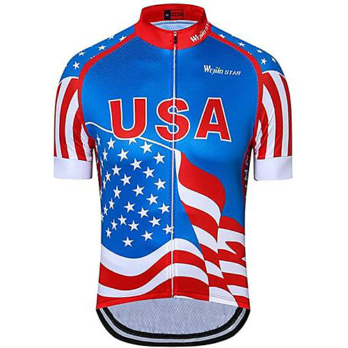 

21Grams Men's Short Sleeve Cycling Jersey Blue Bike Jersey Mountain Bike MTB Road Bike Cycling Breathable Quick Dry Sports Clothing Apparel / Athletic