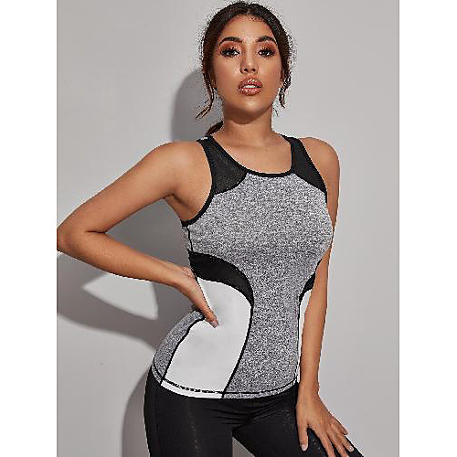 

Women's Sleeveless Running Tank Top Singlet Top Athletic Athleisure Spandex Breathable Soft Sweat Out Yoga Gym Workout Running Training Exercise Sportswear Grey Activewear Stretchy