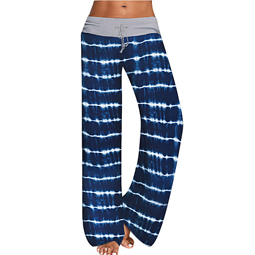 

Women's Casual Yoga Wide Leg Pants Pants Striped Tie Dye Full Length Black Blue Light gray Dark Gray