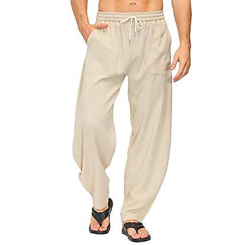 

mens relaxed fit travel pants linen pants mens lounge pants jogger drawstring