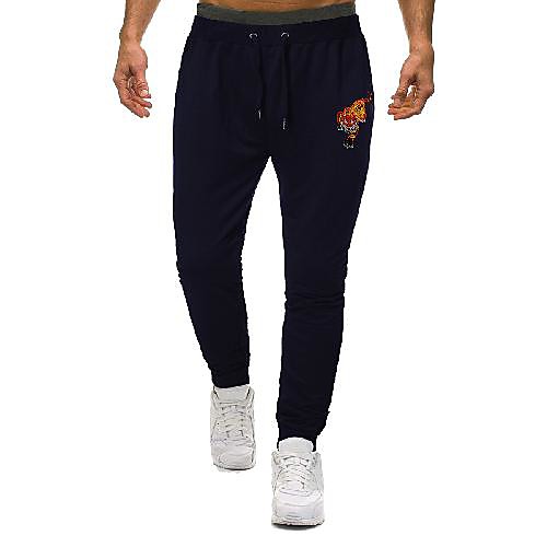 

Men's Sporty Basic Outdoor Daily Pants Sweatpants Pants Animal Full Length Sporty Drawstring Black Blue Gray