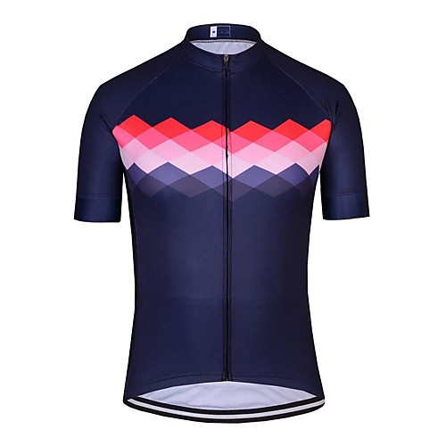 

21Grams Men's Short Sleeve Cycling Jersey Dark Navy Bike Jersey Mountain Bike MTB Road Bike Cycling Breathable Sports Clothing Apparel / Athletic