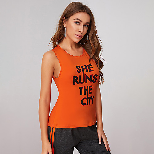 

Women's Sleeveless Running Tank Top Singlet Top Athletic Athleisure Summer Spandex Breathable Soft Sweat Out Yoga Gym Workout Running Training Exercise Sportswear Orange Activewear Stretchy