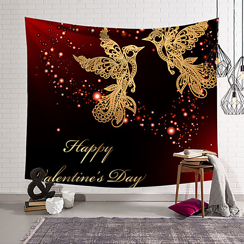 

Valentine's Day Wall Tapestry Art Decor Blanket Curtain Hanging Home Bedroom Living Room Decoration Heart Bird