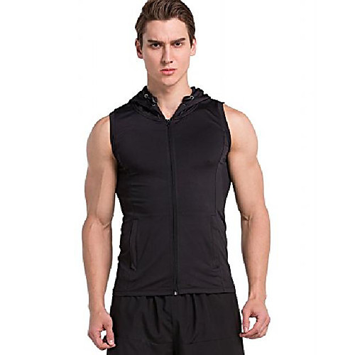 

hooded sleeveless shirt men's vest male running cozy sleeveless shirts (black, xxl)