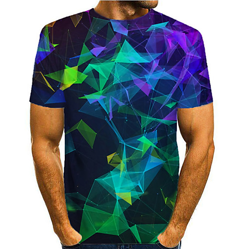 

Men's T shirt 3D Print Graphic 3D Print Short Sleeve Casual Tops Simple Classic Blue