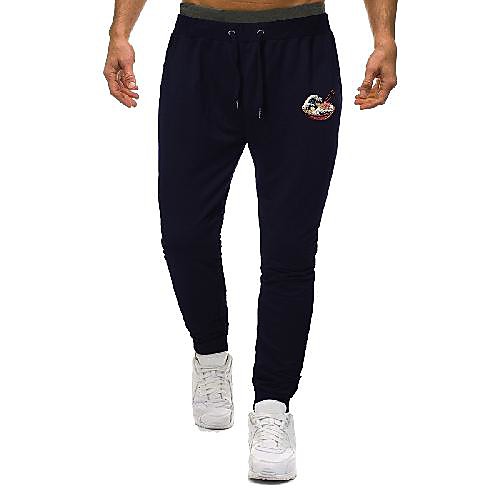 

Men's Sporty Basic Outdoor Daily Pants Sweatpants Pants Print Full Length Sporty Drawstring Black Blue Gray