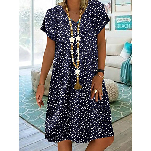 

Women's A Line Dress Knee Length Dress White Black Red Short Sleeve Print Patchwork Print Summer Casual 2021 S M L XL XXL 3XL 4XL 5XL