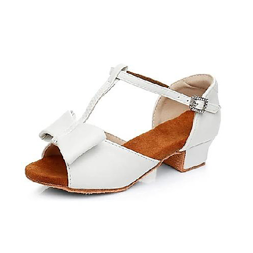 

Women's Latin Shoes Heel Bowknot Thick Heel White Teenager Adults'