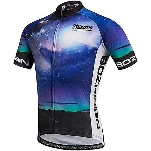 

21Grams Men's Short Sleeve Cycling Jersey Blue Bike Jersey Top Mountain Bike MTB Road Bike Cycling UV Resistant Quick Dry Sports Clothing Apparel / Athletic