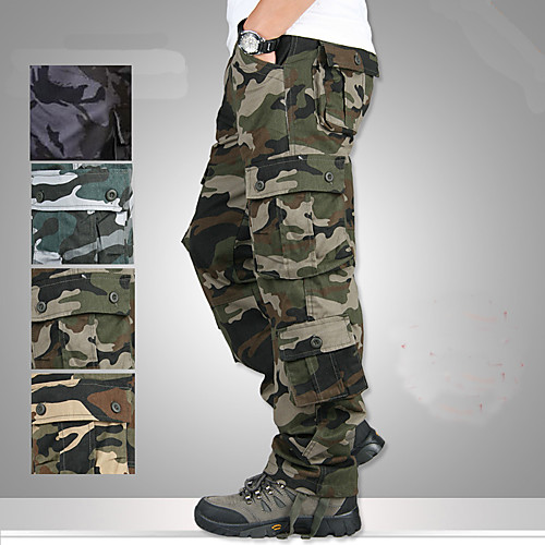 

Men's Hiking Cargo Pants Camo Outdoor Breathable Anti-tear Multi-Pockets Cotton Bottoms Black camouflage Army green camouflage Blue camouflage khaki Hunting Fishing Climbing 29 30 32 34 36