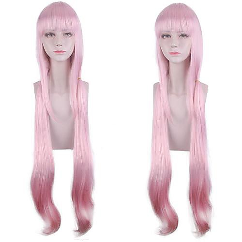 

Cosplay Costume Wig vanilla Curly Neat Bang Wig Long PinkRed Synthetic Hair Women's Anime Cosplay Silky Pink