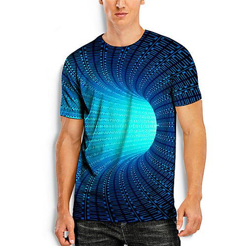 

Men's T shirt 3D Print Graphic 3D Print Short Sleeve Casual Tops Simple Classic Blue