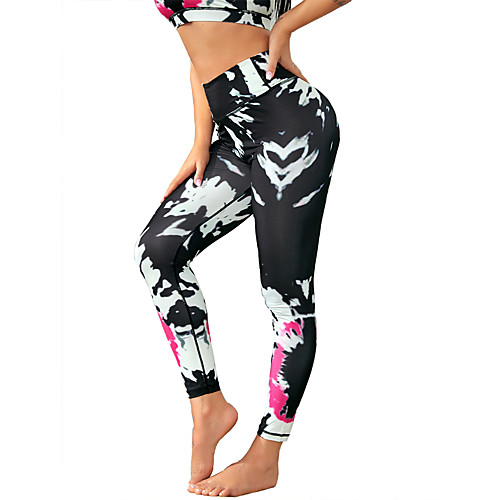 

Women's Running Tights Leggings Compression Pants Athletic Bottoms Spandex Gym Workout Running Jogging Training Exercise Thermal Warm Breathable Soft Sport Tie Dye Black / Stretchy / Athleisure