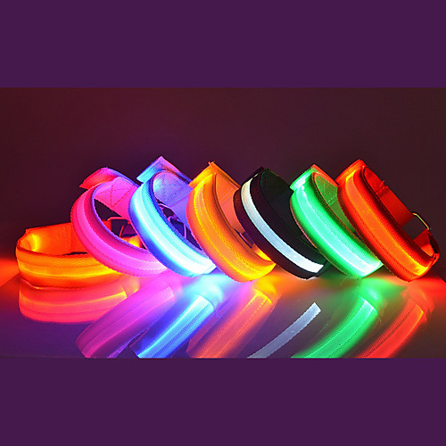 

1pc adjustable glowing led sports armband bands bracelet night safety light belt for running cycling or walking (pink)