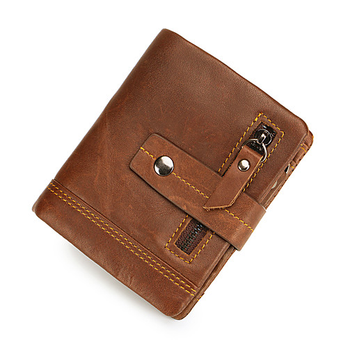 

Unisex Bags Cowhide Wallet Zipper Plain Daily Outdoor 2021 Black Khaki Coffee
