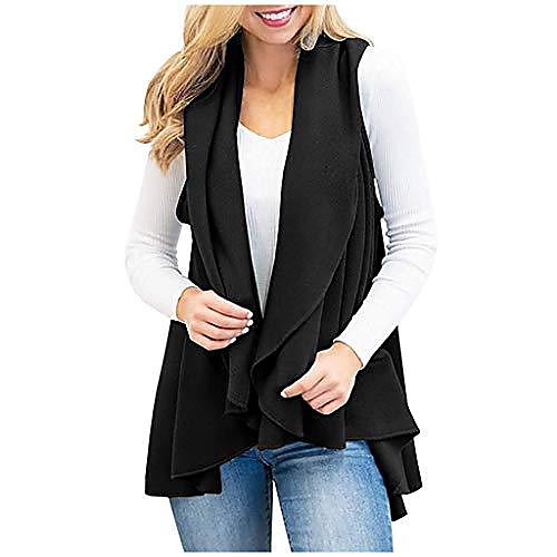 

women's fashion faux suede sleeveless fringed vest solid cardigan jacket top