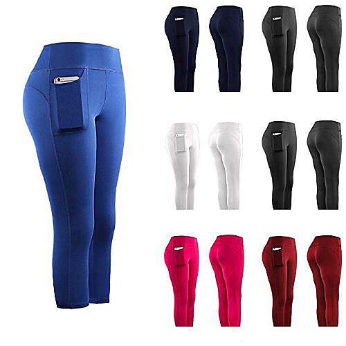 

Women's High Waist Running Tights Leggings Athletic Bottoms Spandex Fitness Gym Workout Running Jogging Exercise Butt Lift Breathable Quick Dry Sport Solid Colored Wine White Black Blue Rose Red Dark