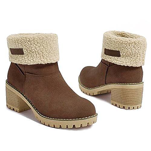 

deals warm square heeled boots - ankle booties for winter (7, beige)