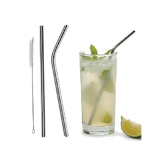 

Drinking Straw Stainless Steel Straws Reusable Bent Mug Coffee Child with Cleaner Brush 2pcs Straw Set and 1pc Cleaning Brush for Beverage Drink