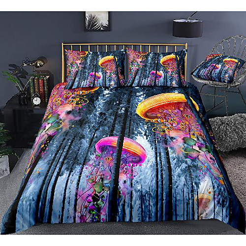

3d jellyfish print 3-piece duvet cover set hotel bedding sets comforter cover with soft lightweight microfiber, include 1 duvet cover, 2 pillowcases for double/queen/king(1 pillowcase for twin/single)