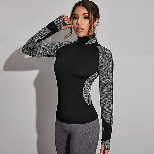 

Women's Long Sleeve Running Track Jacket Full Zip Thumbhole Coat Top Athletic Athleisure Nylon Thermal Warm Breathable Soft Gym Workout Running Jogging Training Exercise Sportswear BlackGray