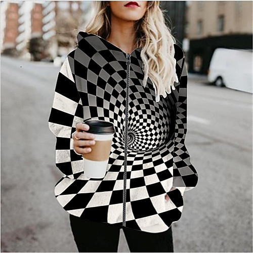 

Women's Color Block Patchwork Active Spring & Fall Hoodied Jacket Regular Sports Long Sleeve Cotton Blend Coat Tops Black