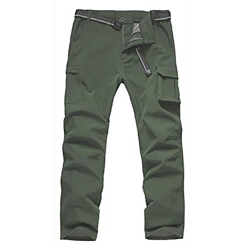 

men's winter warm outdoor cycling athletic pants waterproof hiking skiing climbing tactical polar fleece lined pants (army green, 32w × 30l)