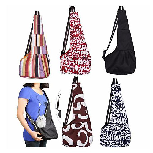 

Cat Dog Carrier Bag & Travel Backpack Sling Shoulder Bag Portable Terylene Stripe White / Blue Red